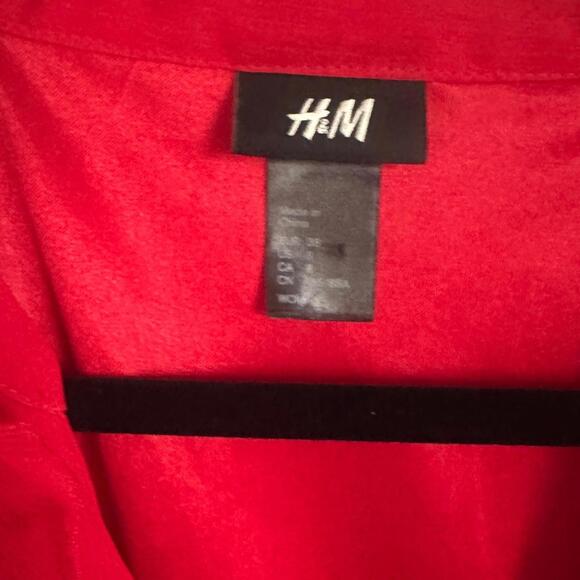 H&M Vibrant Red Midi Dress with Ruffles - Picture 2 of 4